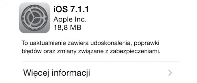 Apple udostępnia iOS 7.1.1 z usprawnieniami Touch ID oraz poprawkami błędów
