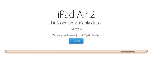 Zamówienia na iPada Air 2 i iPada Mini 3 już dostępne w sklepie internetowy Apple