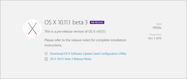 Apple udostępnia trzecią wersję beta El Capitan 10.11.1 dla deweloperów i publicznych beta testerów