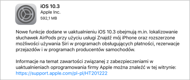 Apple udostępnia publicznie iOS 10.3