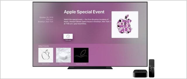 Apple aktualizuje aplikację Events dla Apple TV przed konferencją 30 października