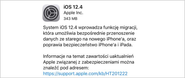 Apple udostępnia publicznie iOS 12.4