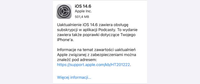 Apple wypuszcza iOS 14.6 i iPadOS 14.6