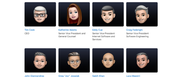 Apple aktualizuje zdjęcia profilowe zarządu za pomocą Memoji w związku z WWDC