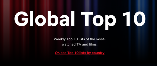 Netflix uruchamia witrynę pokazującą 10 najlepszych tytułów na całym świecie