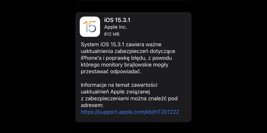 Apple wydaje iOS 15.3.1 i iPadOS 15.3.1 z poprawkami błędów iOS 15.3.1