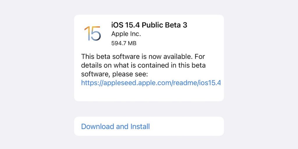 iOS 15.4 beta 3