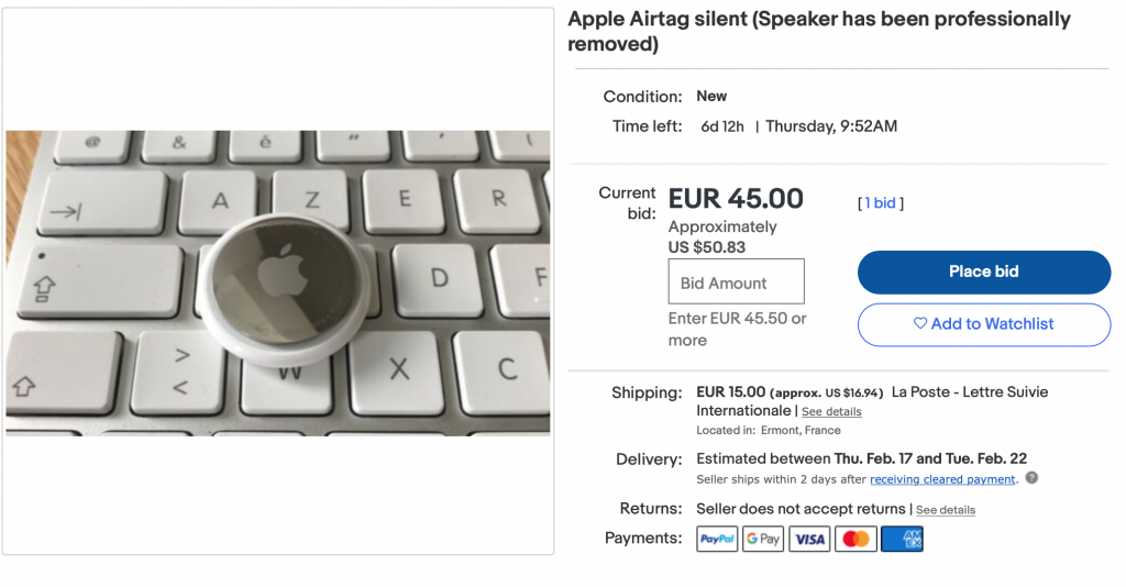 silent AirTag - cichy AirTag