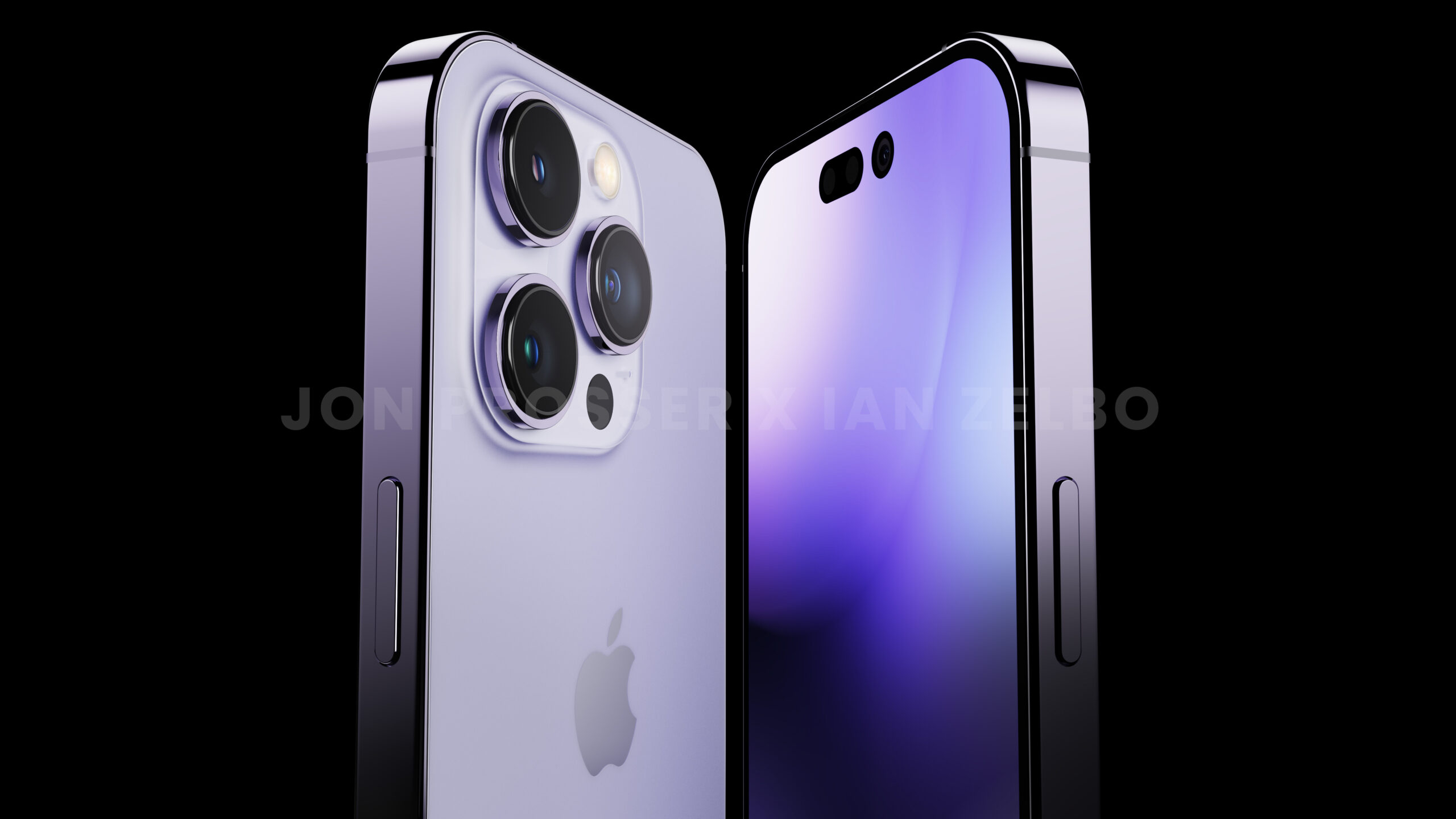 iPhone 14 Pro - Purple - Side by Side - Black