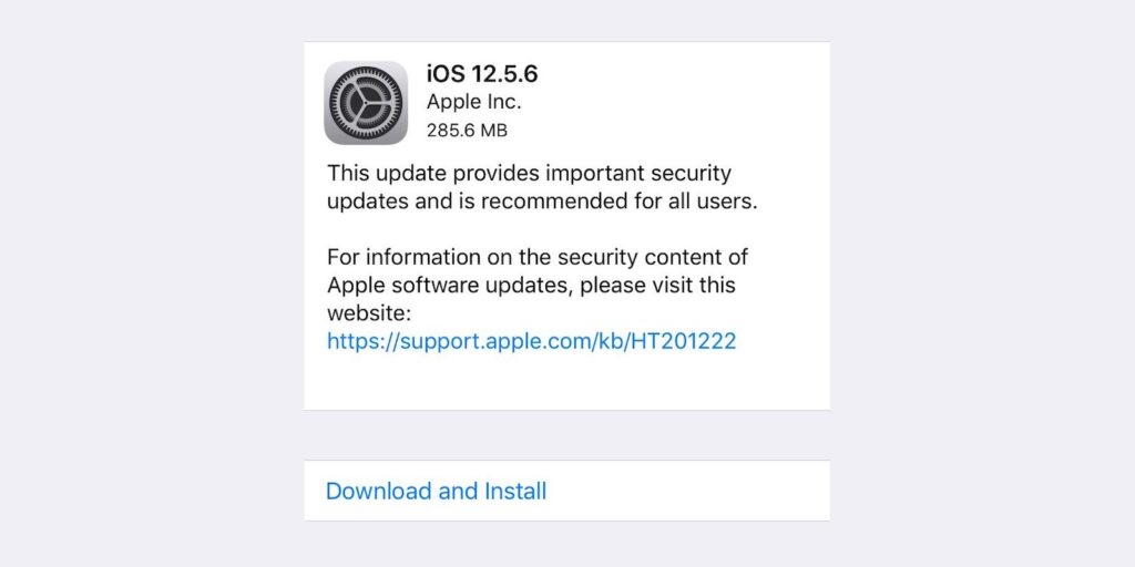 Apple wypuszcza aktualizację iOS 12.5.6 dla starszych urządzeń iOS 12.5.6