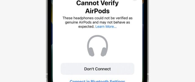 iOS 16 poinformuje o podrabianych słuchawkach AirPods