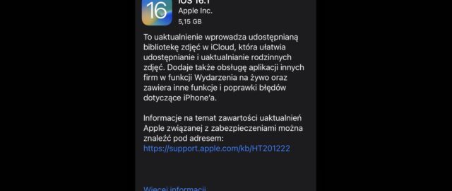 Apple wypuszcza publicznie iOS 16.1