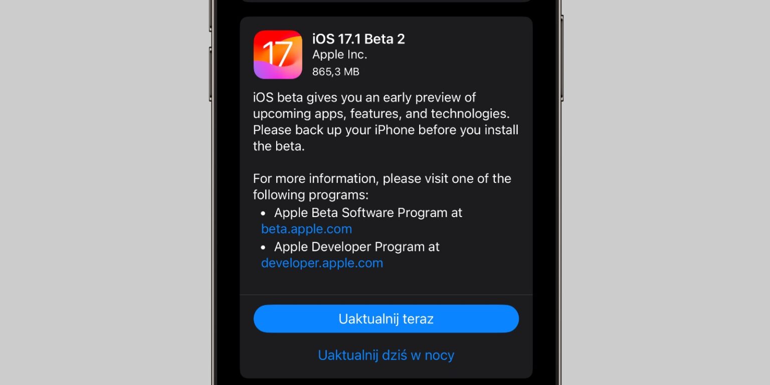 iOS 17.1 beta 2