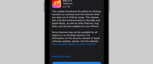 Apple wypuszcza finalne wersje beta (RC) iOS 17.1 i iPadOS 17.1
