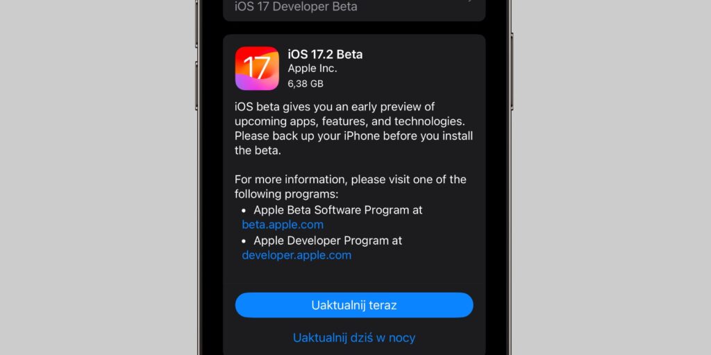 iOS 17.2 beta 1