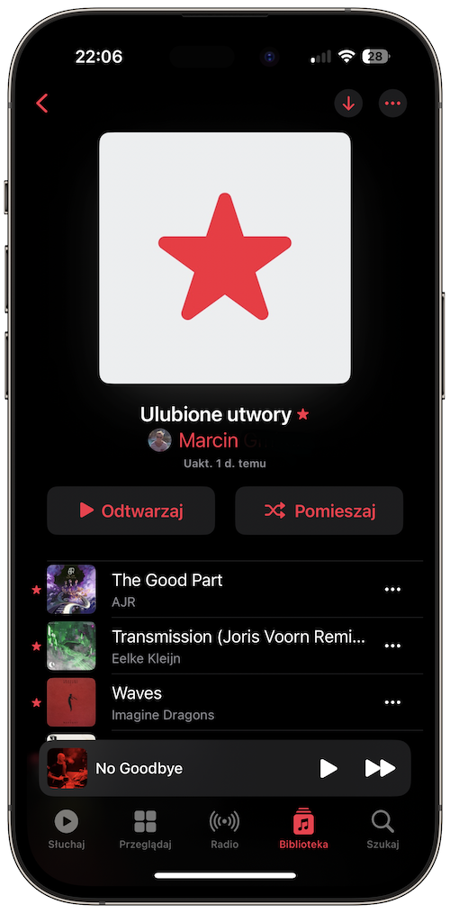 Ulubione utwory-playlista-iOS 17.2