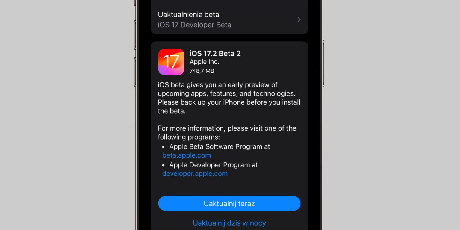 iOS 17.2 beta 2