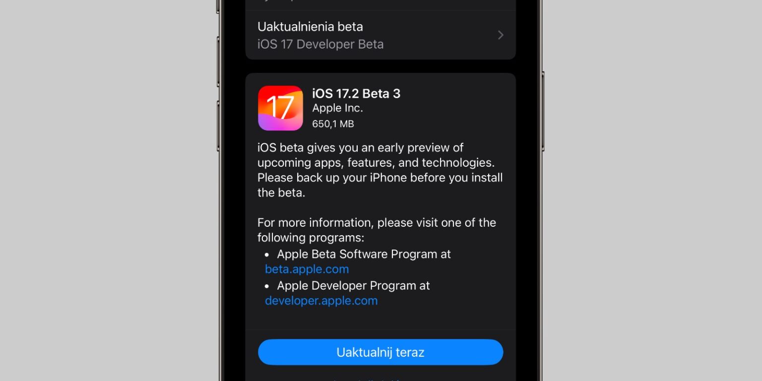 iOS 17.2 beta 3