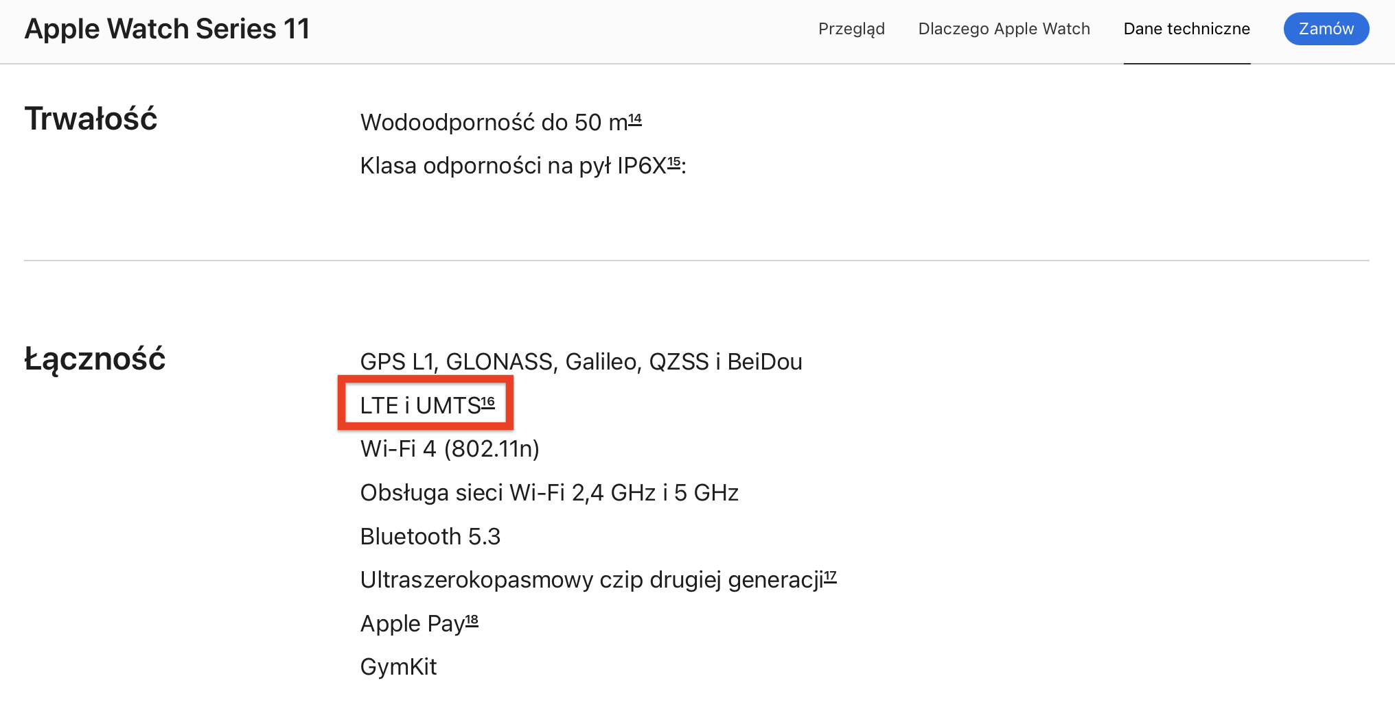 Apple Watch Series 11 dane techniczne brak 5G