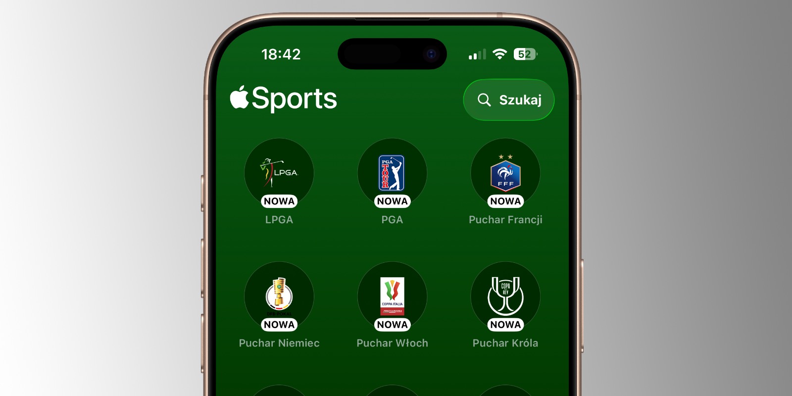 Apple Sports zyskuje teraz wyniki golfa i nie tylko