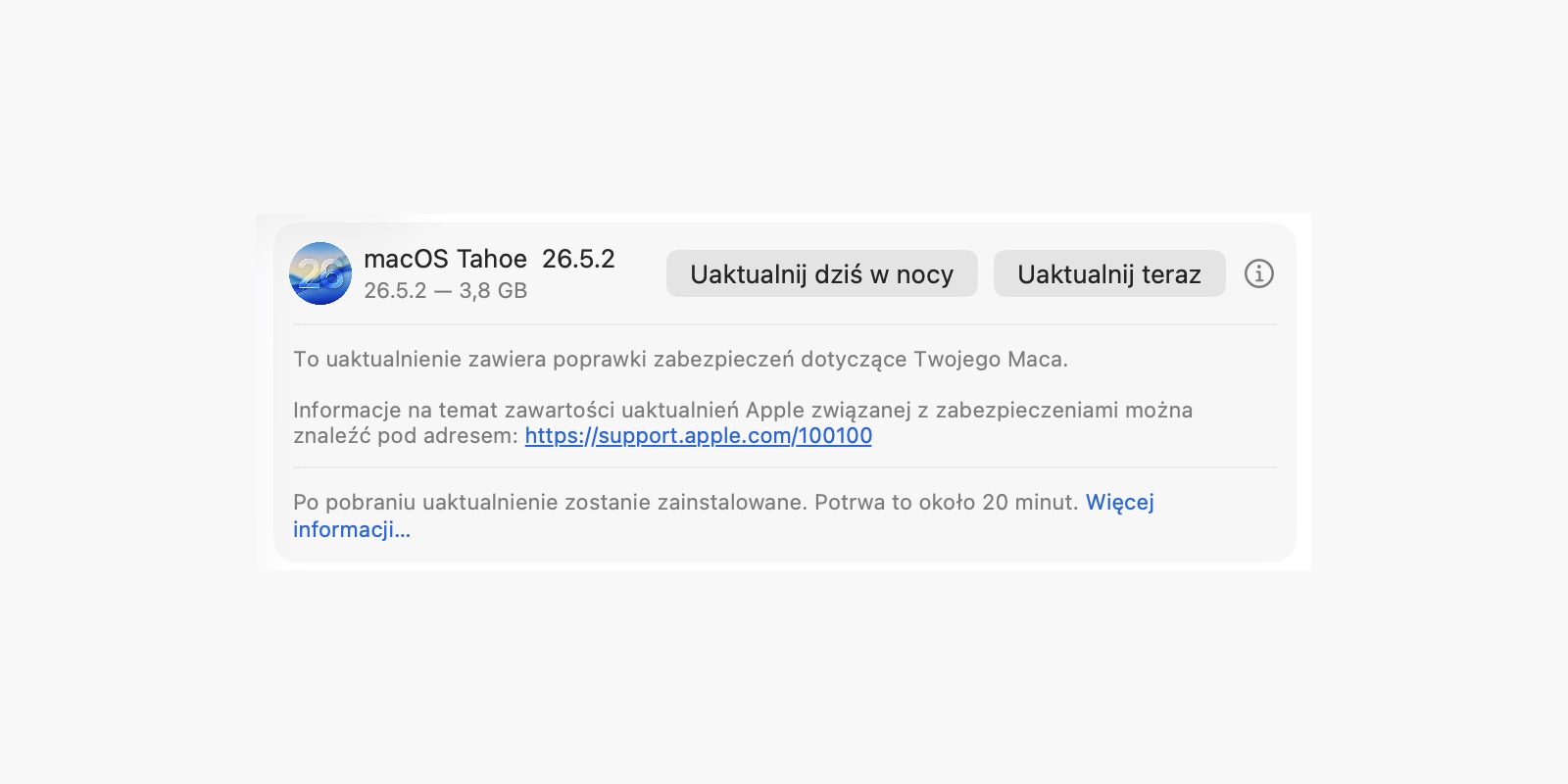 Apple wypuszcza macOS Tahoe 26.5.2