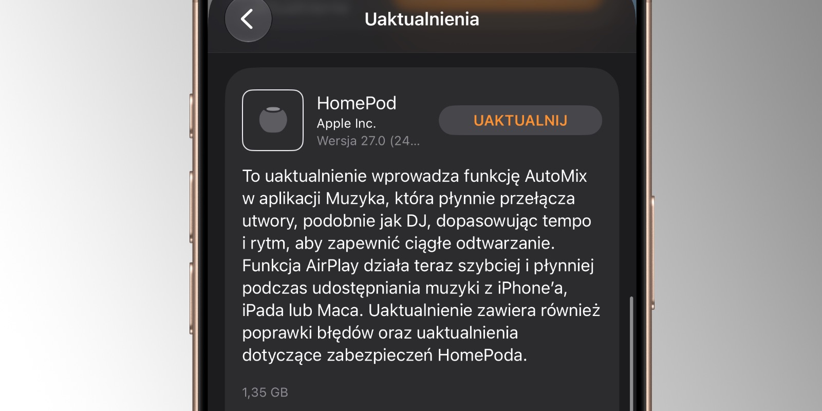 Apple aktualizuje oprogramowanie HomePoda do wersji 27